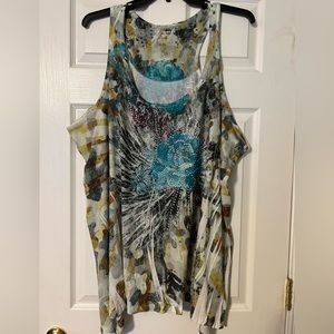 Lane Bryant rhinestone flower tank 26/28W
